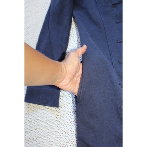 Neon Buddha Military Style Blue Jacket Small Button Front Long Sleeves Pockets - Picture 7 of 8